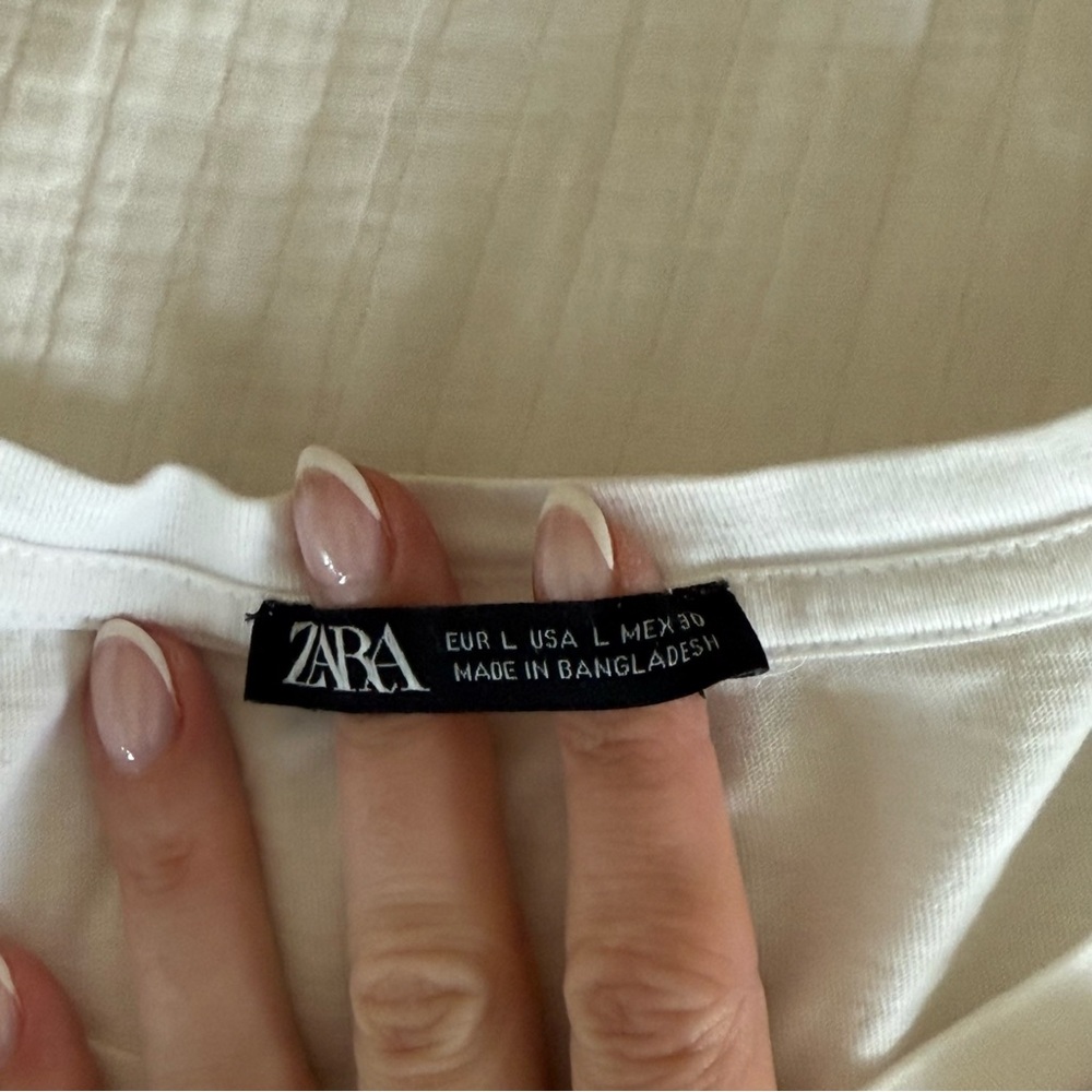 Zara White Short Sleeve Ruffle Top - Picture 6 of 6